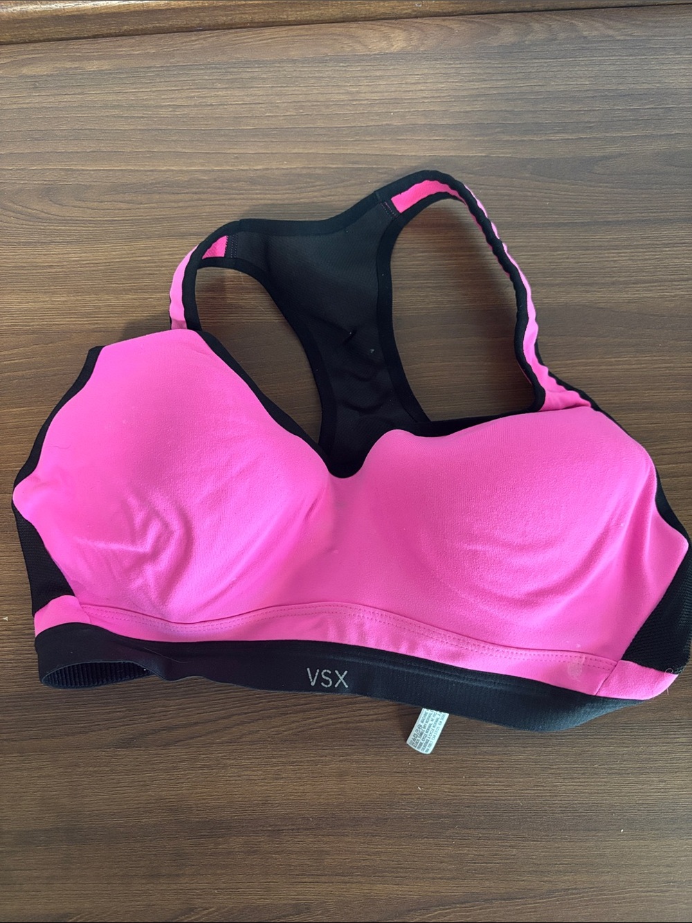 VSX Pink and Black Racerback Molded-Cup Sports Bra